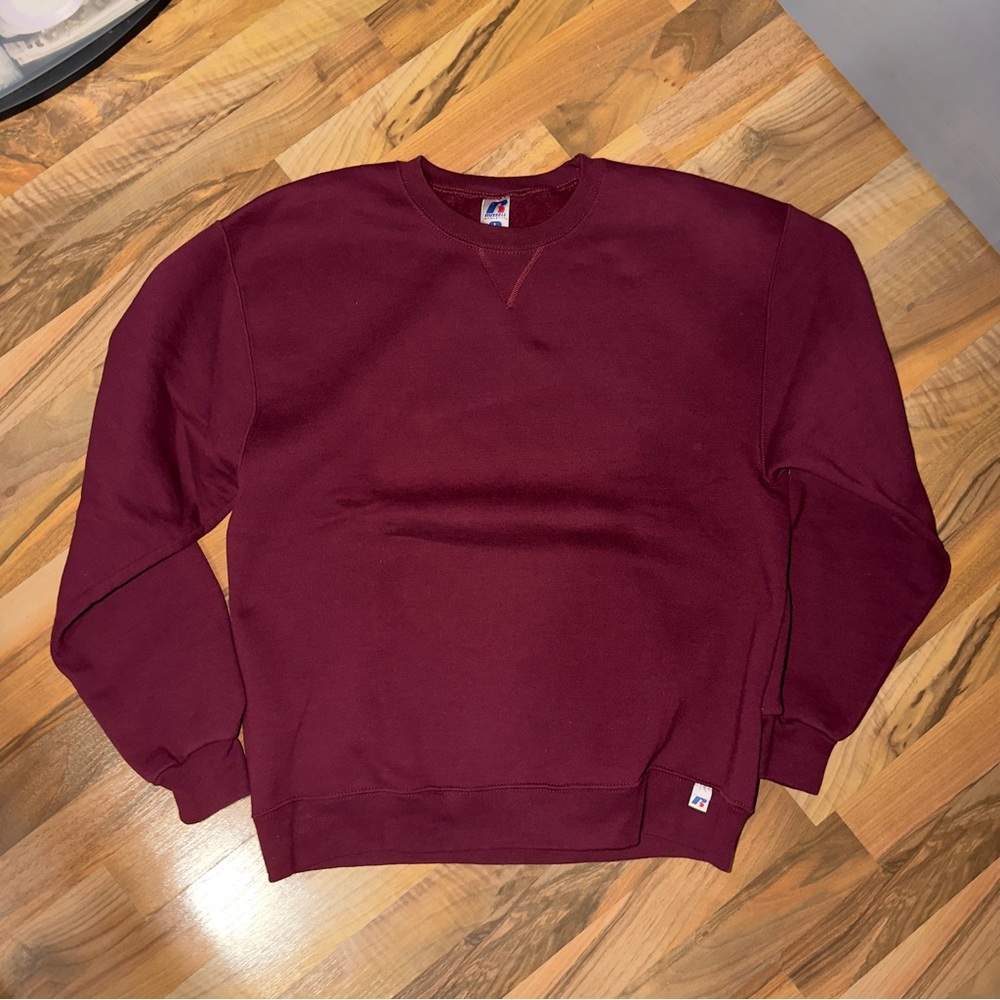 Vintage 90s Russell Athletic Men's Maroon Crewneck Sweater